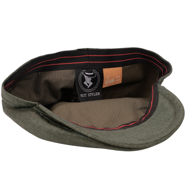 Leinen Schiebermütze Flatcap grün - Made in Italy
