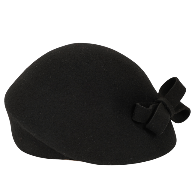 Fiebig Damenkappe Wollfilz Pillbox schwarz