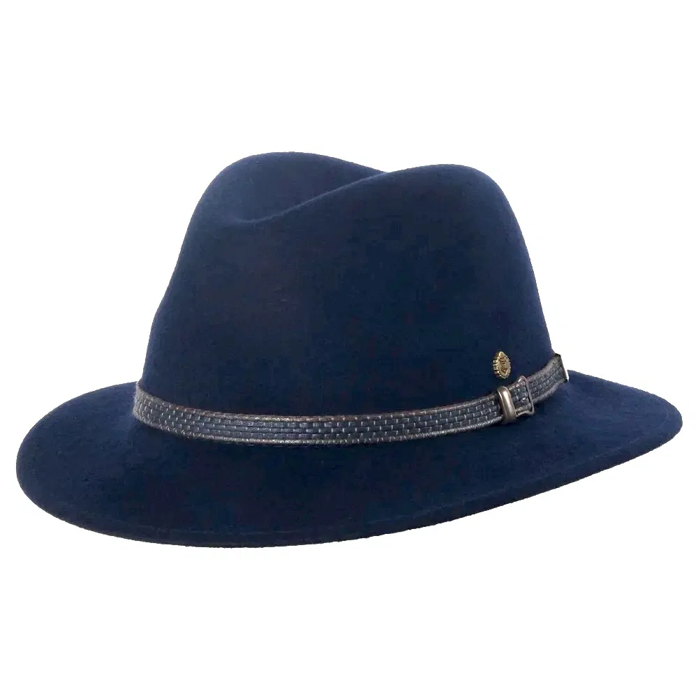 Outdoor Regenhut Piemont marine mit braunem Band