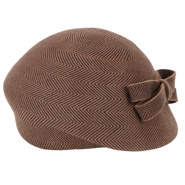 Fiebig Damenkappe Wollfilz Pillbox braun gemustert