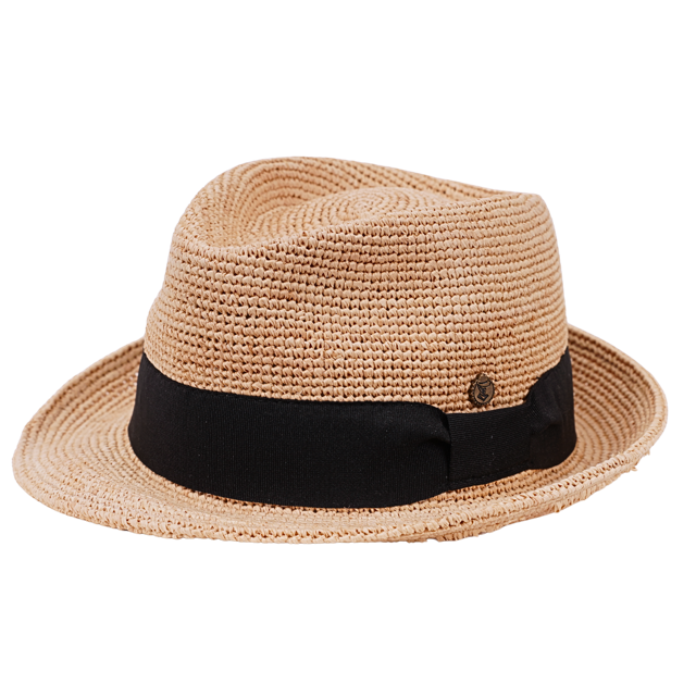 Raffia Stroh Trilby Made in Italy natur-schwarz