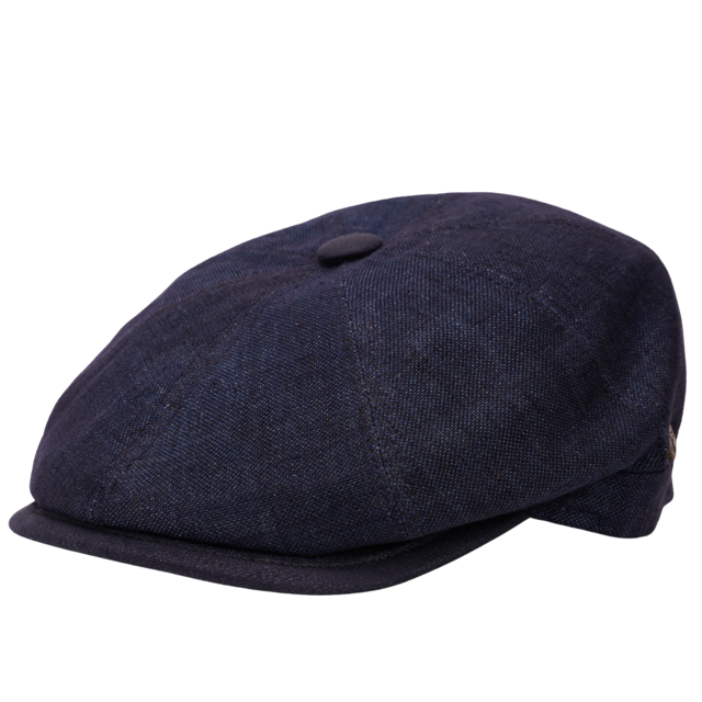 Leinen Newsboy Cap Bessana marine - Made in Italy