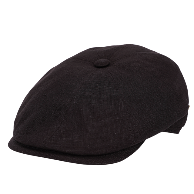 Fiebig Newsboy Leinenmütze schwarz - Made in Italy