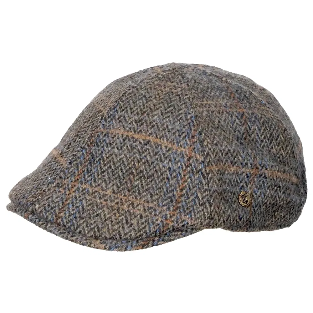Gr. M - Gatsby Schiebermütze Vecchio Tweed oliv-kariert - 56/57