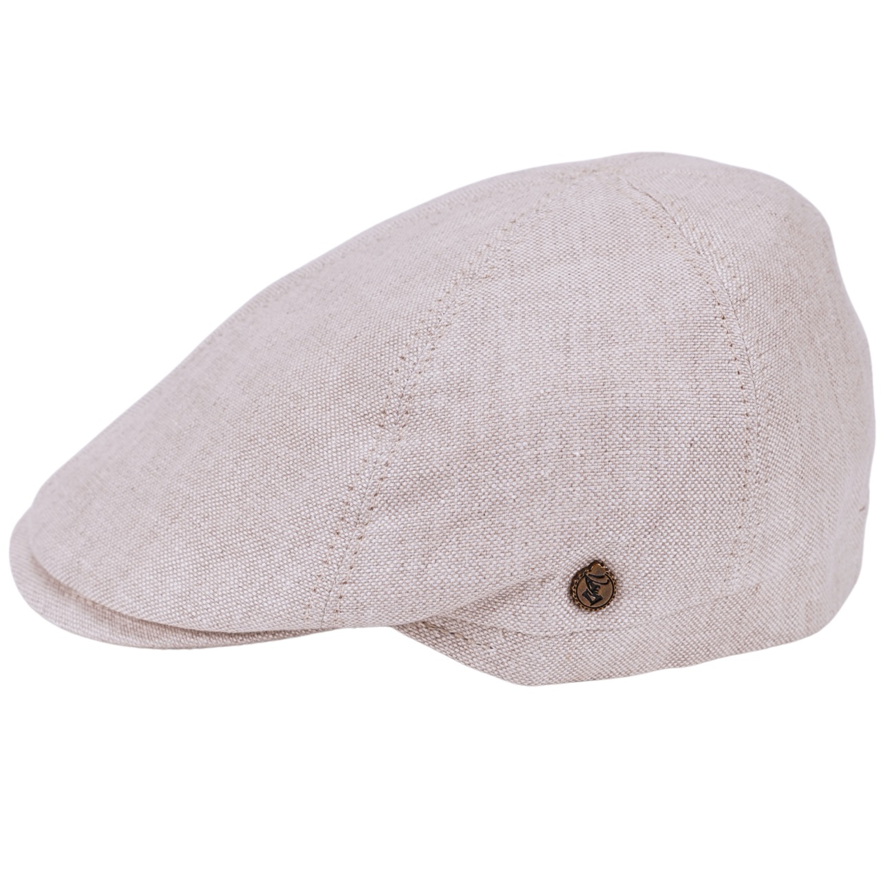 Leinen Schiebermütze Flatcap beige - Made in Italy