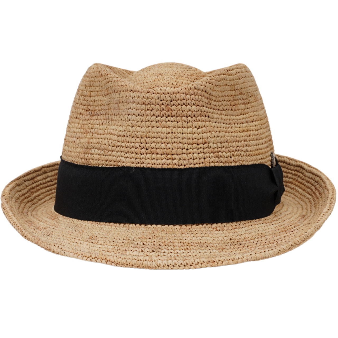 Raffia Stroh Trilby Made in Italy natur-schwarz